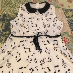 Music note dress with Peter Pan collar